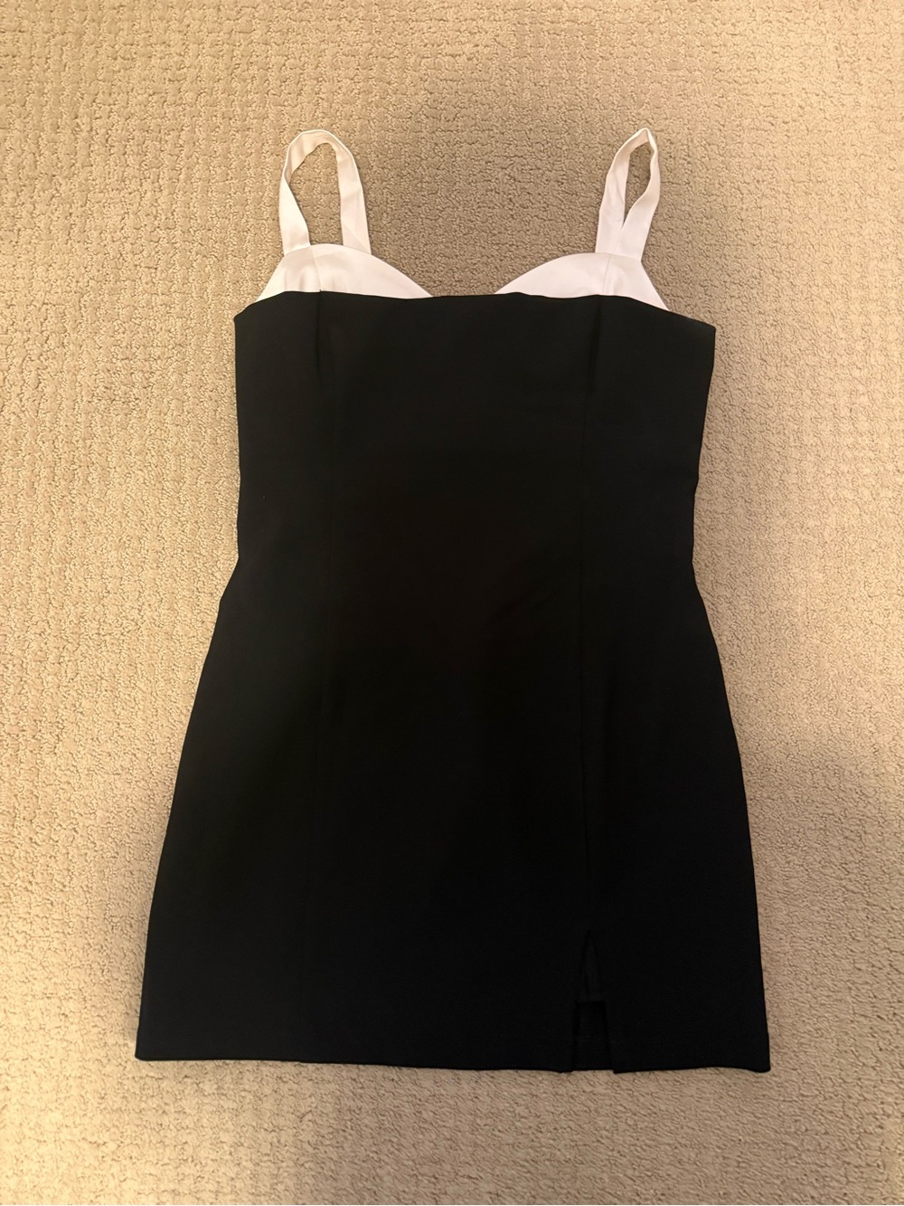 Dynamite Black Mini Slip Dress with White Straps